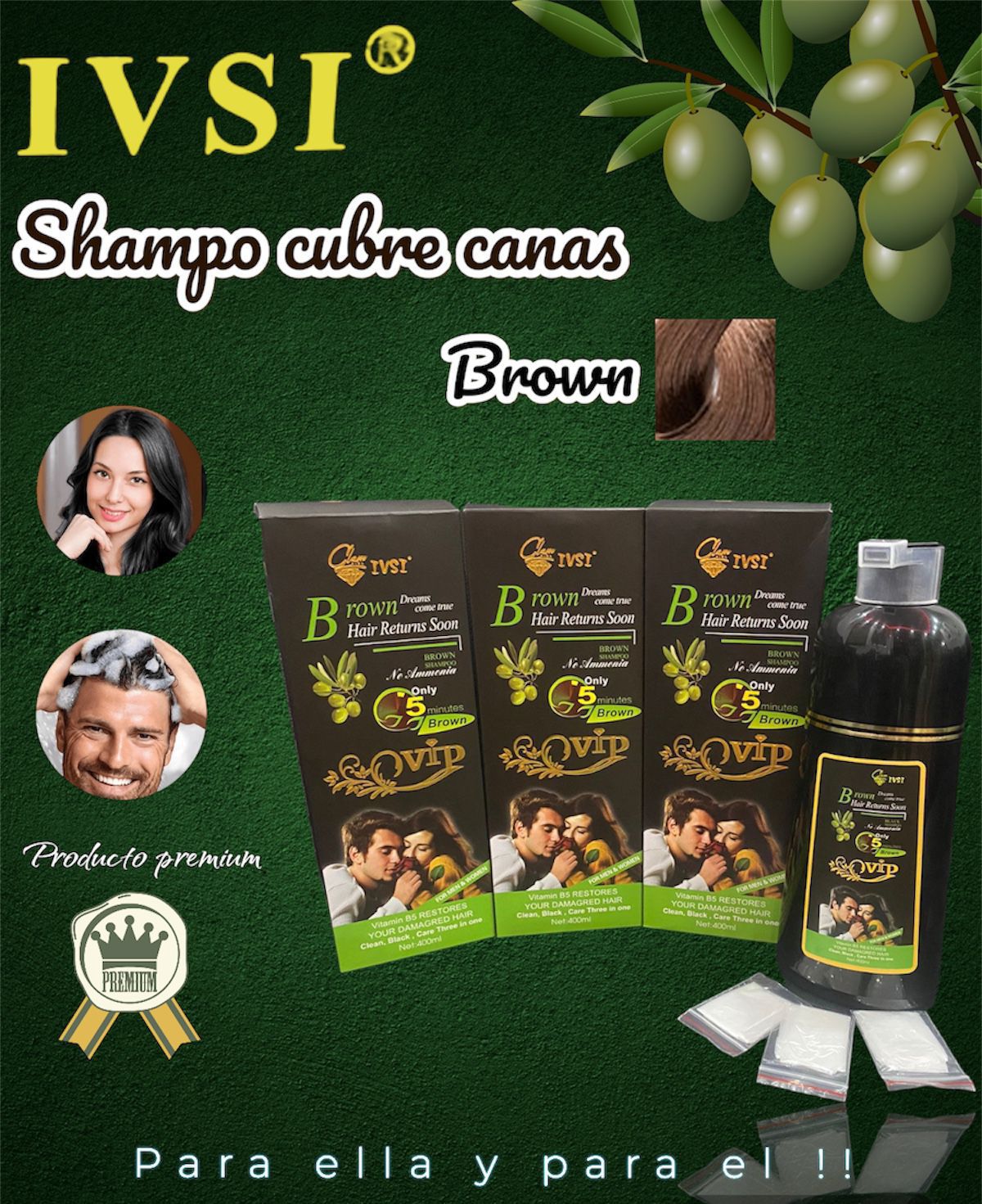 2 x 1 SHAMPOO CUBRE CANAS IVSI 400ml