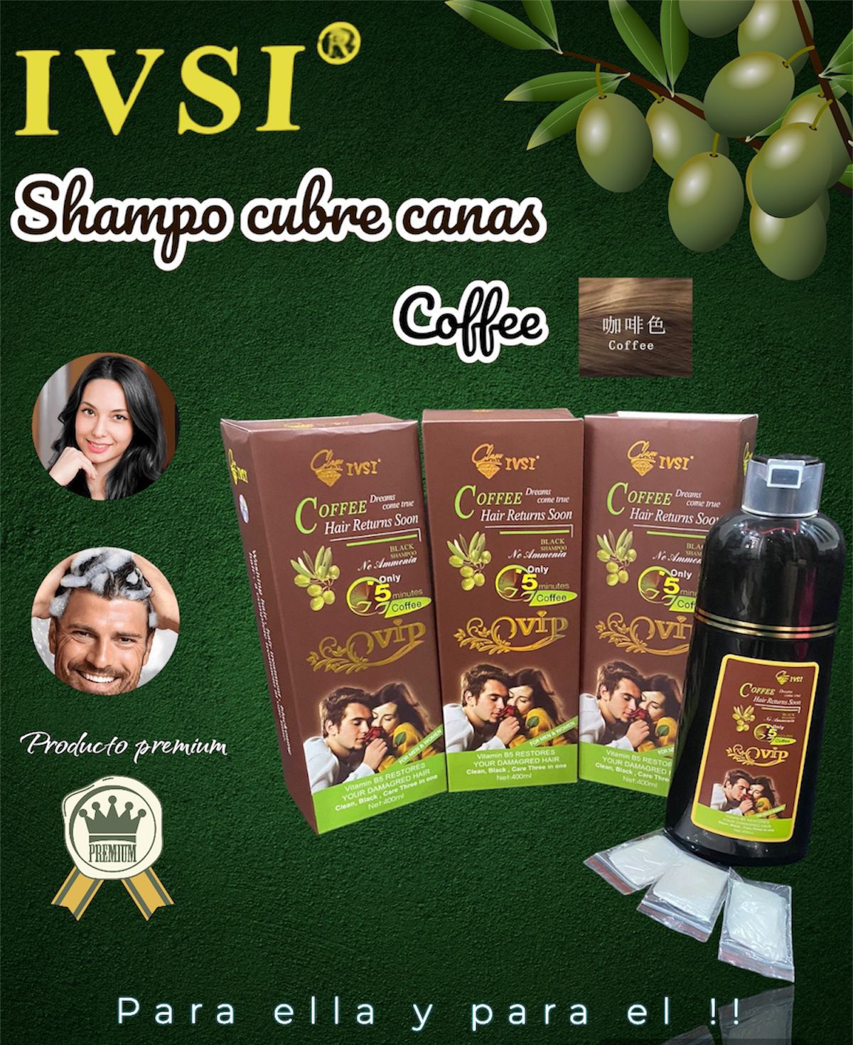 2 x 1 SHAMPOO CUBRE CANAS IVSI 400ml