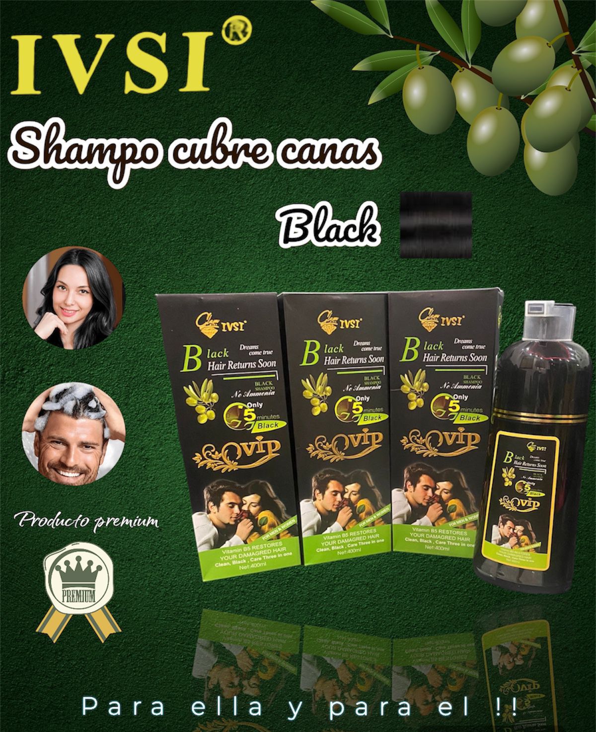 2 x 1 SHAMPOO CUBRE CANAS IVSI 400ml